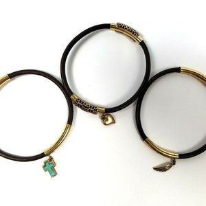 Barse Bangle Charm Bracelet Lot of 3 Cross Wing